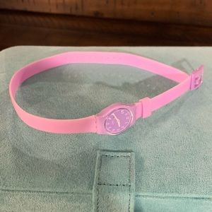 Purple wrap Swatch watch